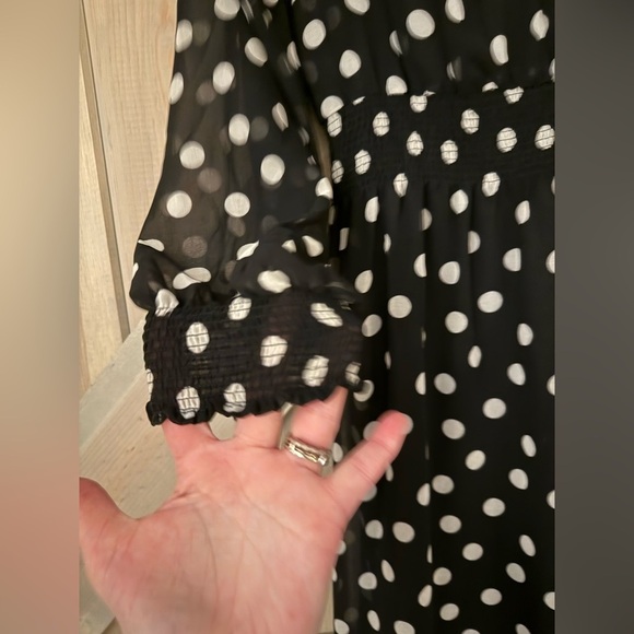 LIKE NEW Olivaceous Black Polka Dot Midi Dress - Picture 5 of 11